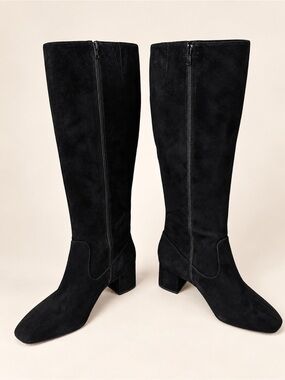 Alex Marie Prizelle Black Suede Tall Boots 10M Standard Calf NWOT